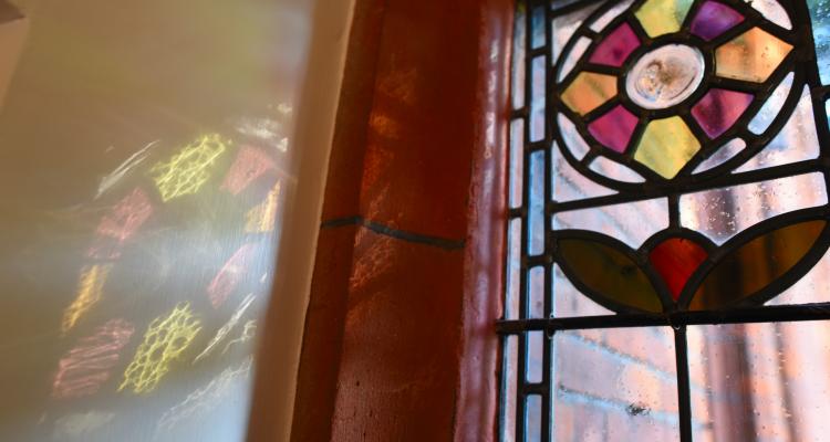 reflections of the stained glass window