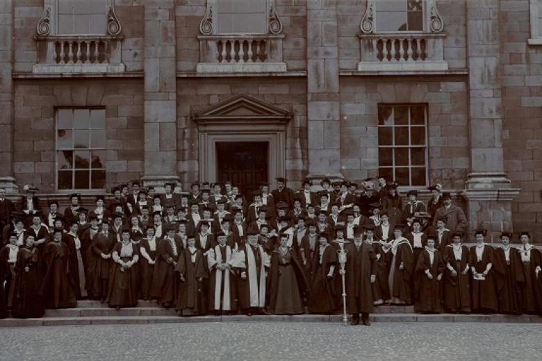 Former students of Girton and Newnham collecting degrees at Trinity College Dublin, taken by Lafayette, Dublin, circa 1904-1906 (archive reference: GCPH 13/52)