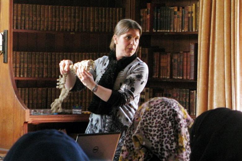 Dr Sarah Fawcett leading the Medicine masterclass in the Stanley Library, 2014