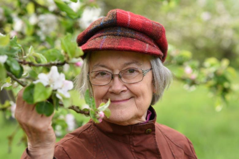 Lady Hale in the College Orchard on 2 May 2019
