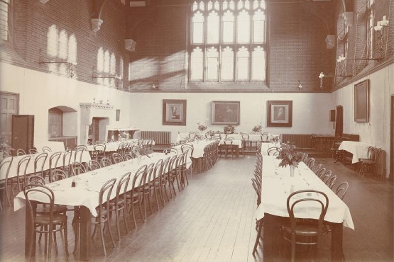 The Dining Hall, looking towards High Table, circa 1902 (archive reference: GCPH 8/2/1)