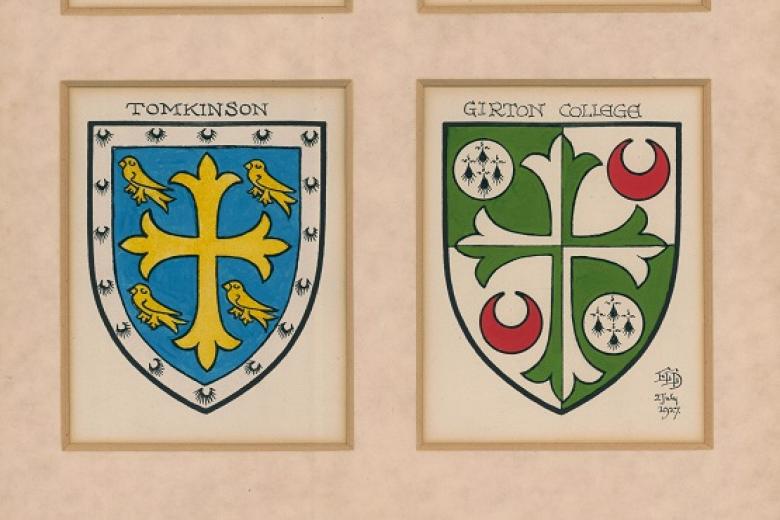 The Girton key shields painted by Rev E E Dorling as used in the coat of arms designed by him, 1927 (archive reference: GCRF 6/1/26)