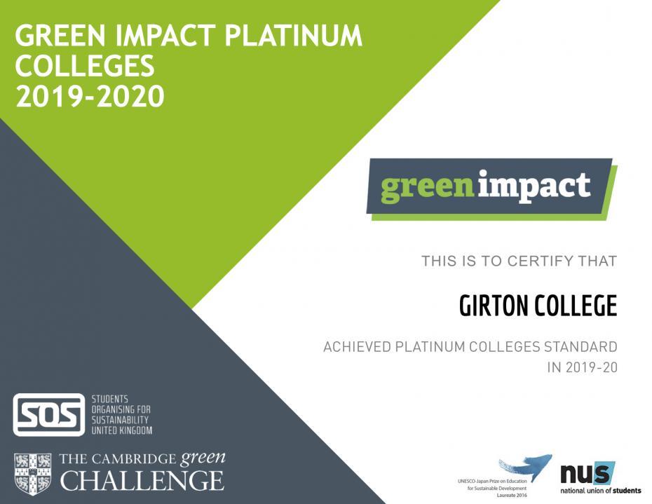 Green Impact Certificate - Platinum