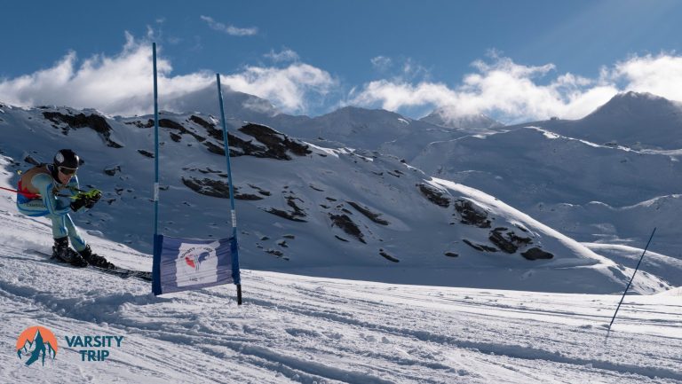 Louis Relandeau (2018 Engineering) skiing the giant slalom