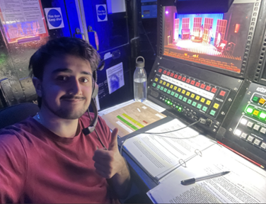 Cían sat in the Stage Manager's Booth at the ADC