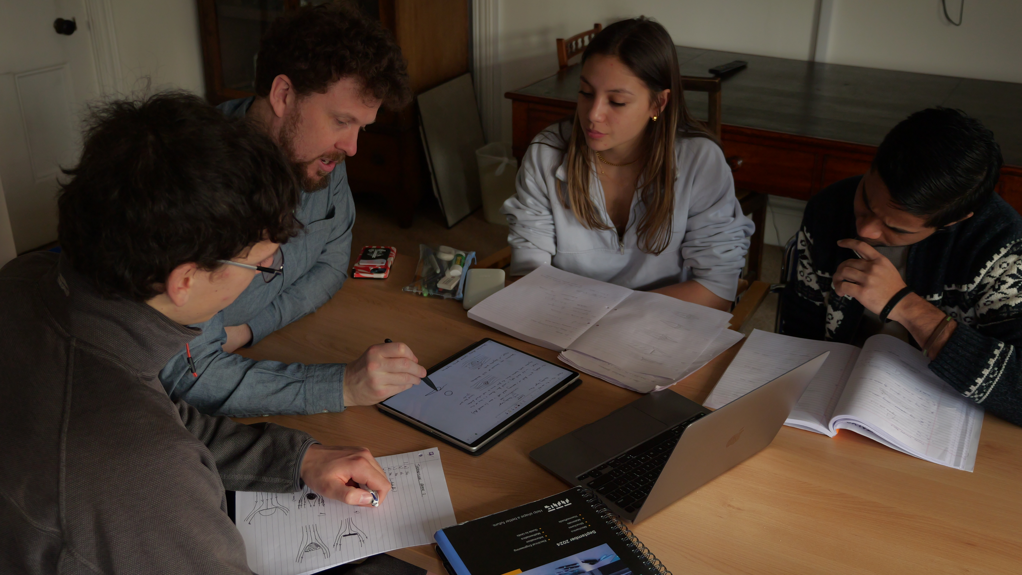 A supervisor and three students