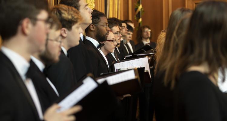 Girton College Choir singing in Great Hall