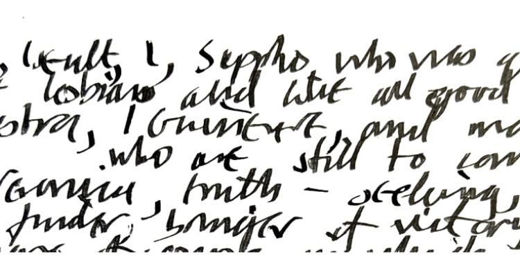 From the draft of ‘Cordelia: Or ‘A Poem Should not Mean, But Be’ in Veronica Forrest-Thomson’s ‘Pomes’ notebook,  Girton College Archive.