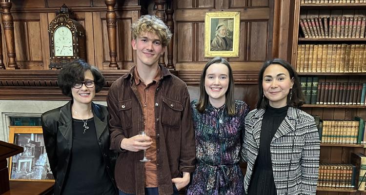 Prize Winners Lev and Bea standing with Judges Parwana and Claudine