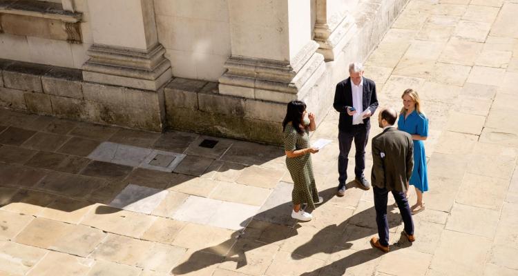 Students outside Cambridge University Building