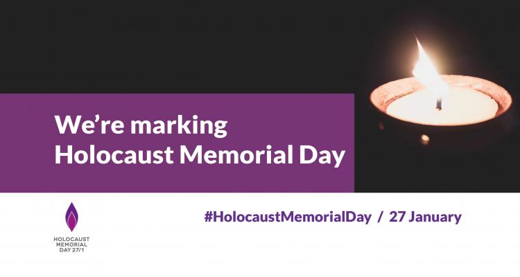 We are marking Holocaust memorial day graphic with candle image