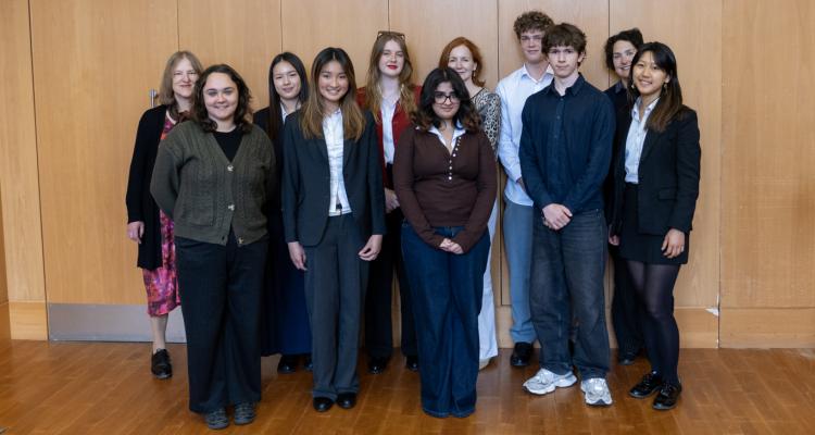 Humanities Writing Competition 2026 Winners with Dr Caroline Brett, Dr Elisabeth Kendall, and Dr Helen Van Noorden