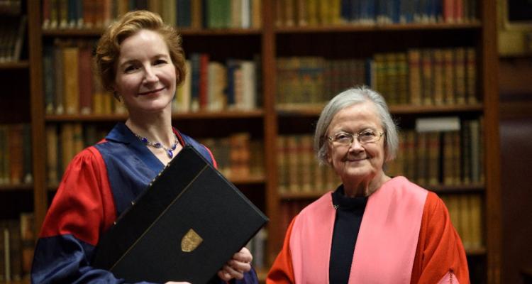 The 20th Mistress of Girton College, Dr Elisabeth Kendall and the College Visitor, Lady Hale