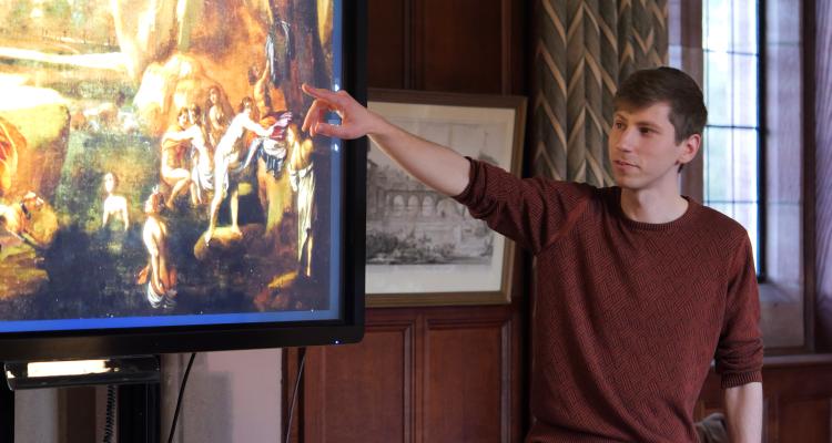 Ioan Zalevskyi running an Active Latin workshop at Girton College