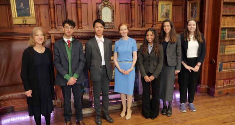 Humanities Writing Competition 2025 Winners with Dr Caroline Brett and Dr Elisabeth Kendall