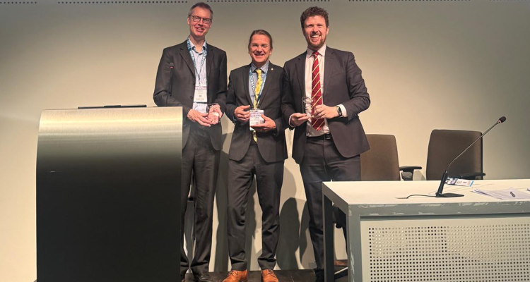 Prof. Pullan, Prof. Spakovszky and Dr Grimshaw receiving their awards in Milan in June 2026 