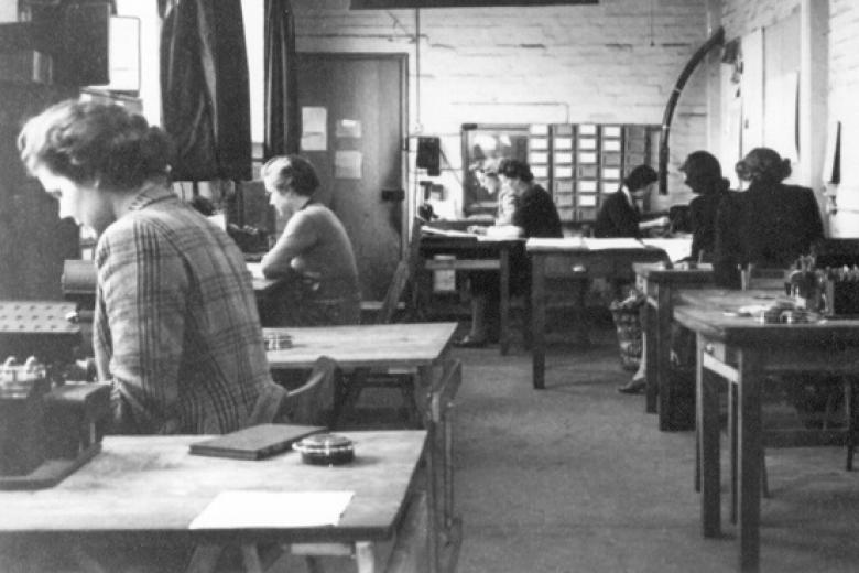 Bletchley Park personnel, at work in the Hut 6 machine room in Block D, probably early 1945 (image reproduced courtesy of Bletchley Park)