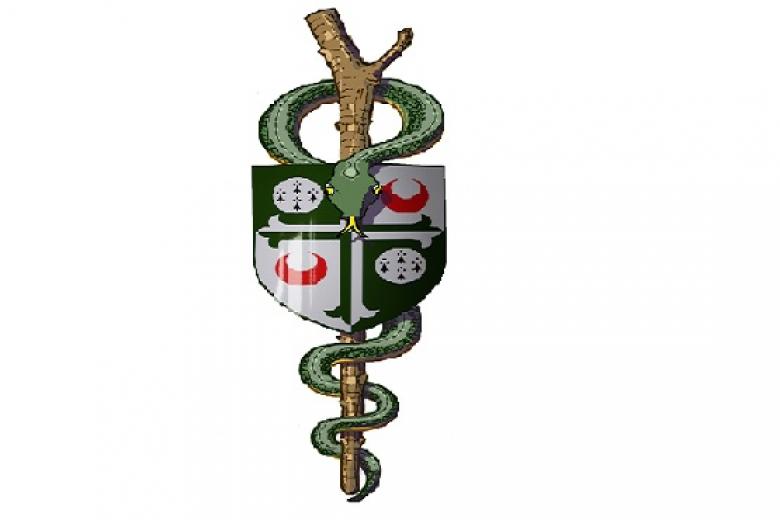 The rod of Asclepius adapted for the Girton College Medical Society (created by Life Fellow, Peter Sparks)
