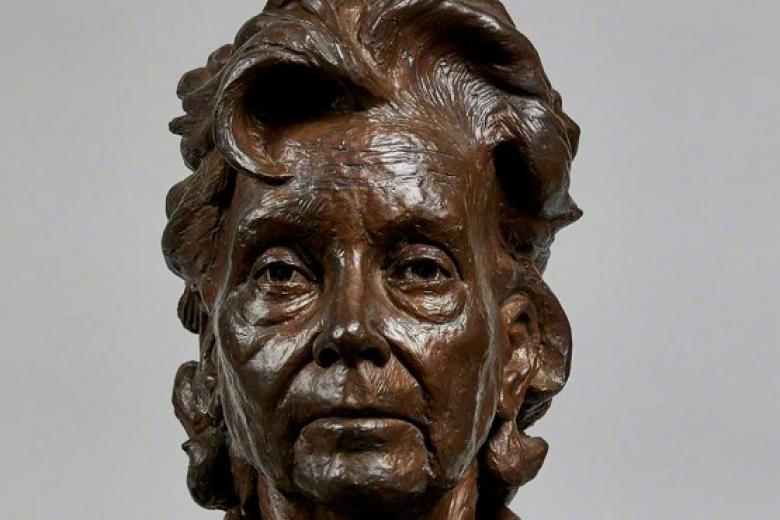 Bronze bust of Professor M C Bradbrook by Derek Batty (1991)