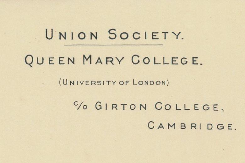 Queen Mary College, Union Society headed note paper, 1939–1940 (archive reference: GCPP Blacklocks 2)