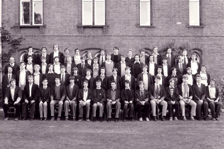 Matriculation photo of male undergraduate students, 1979 (photograph: Lafayette Photography)