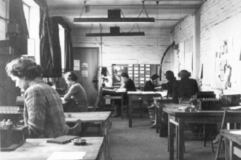 Bletchley Park personnel, at work in the Hut 6 machine room in Block D, probably early 1945 (image reproduced courtesy of Bletchley Park)