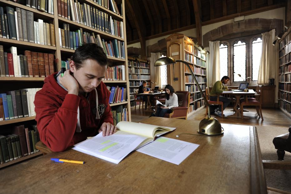 Student studying in Library