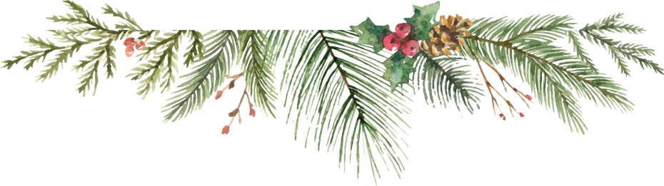 Pine, pinecone and holly garland banner