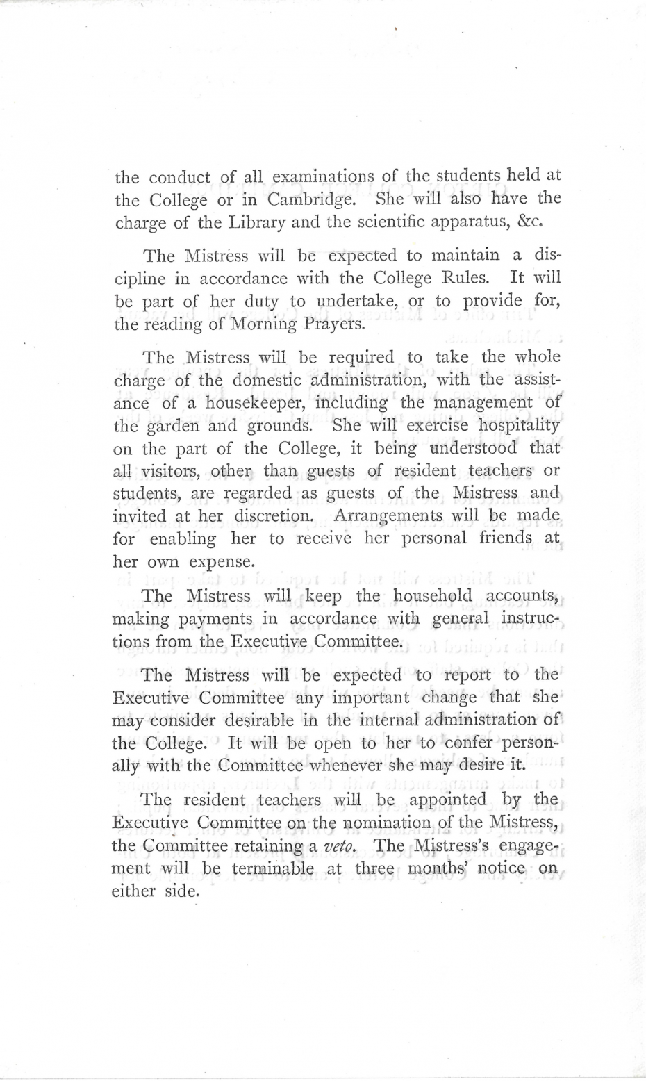 The memorandum on the duties of the Mistress, May 1875 (archive reference: GCGB 2/1/4pt). 