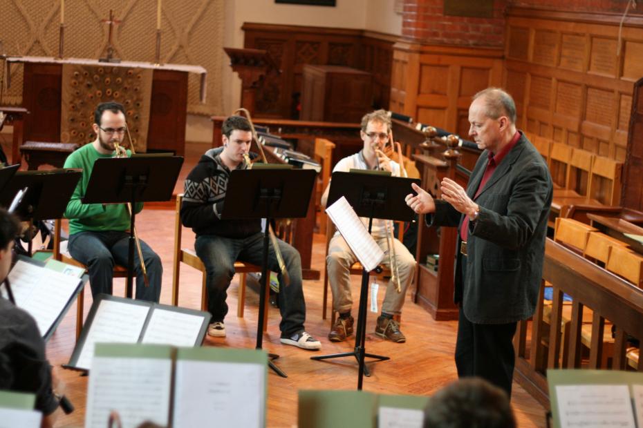 Students practicing for a performance with Musician in Residence