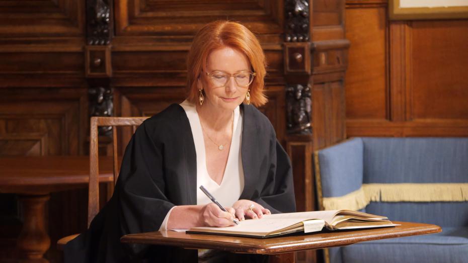 Hon. Julia Gillard signing the College Register