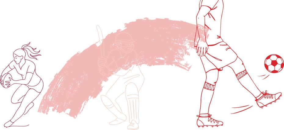 Rugby, cricket and football illustration