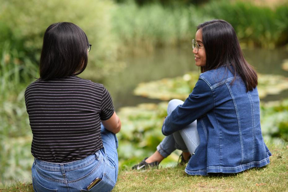 Girls sitting on ground