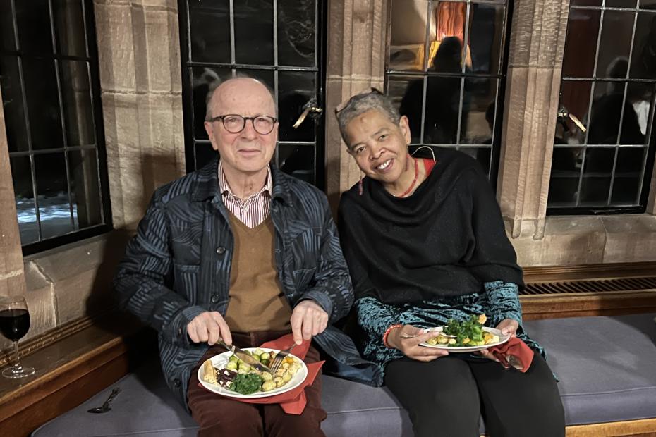 Toni and her partner Iain Ramsay at the Fellows' Christmas Party in 2022