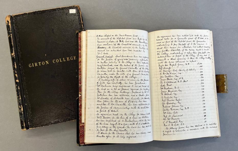 Two volumes of minutes of ‘Girton College’ minutes