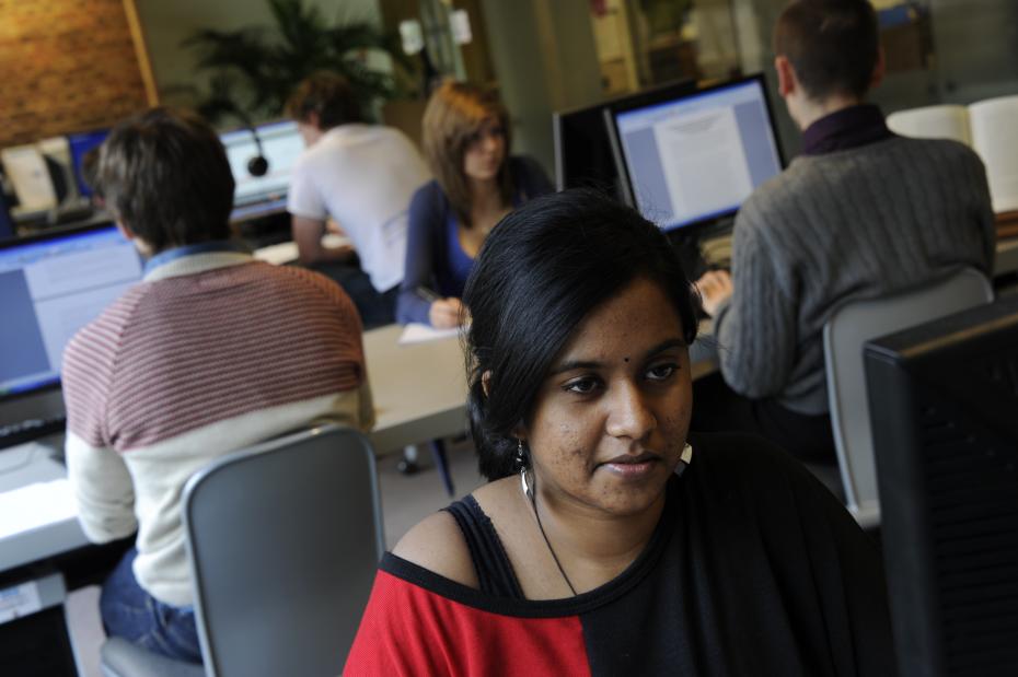 Student in the Library's IT Area