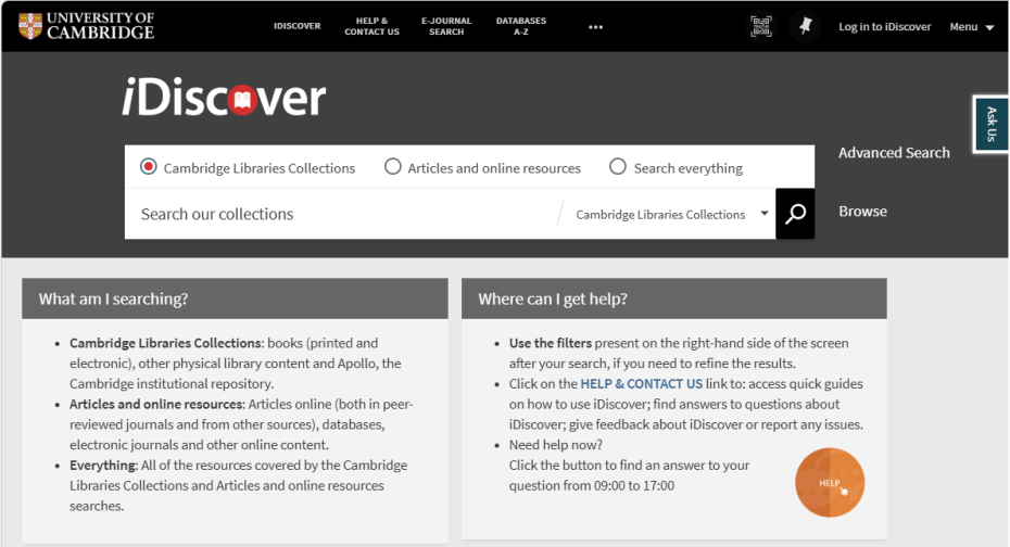The iDiscover homepage.